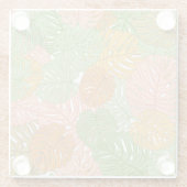 Tropische Monstera-Blätter, farbenfrohe, nahtlose Glasuntersetzer (Rückseite)