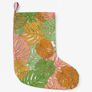 Tropische Monstera-Blätter, farbenfrohe, nahtlose  Kleiner Weihnachtsstrumpf