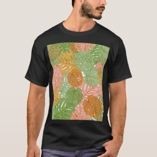 Tropische Monstera-Blätter, farbenfrohe, nahtlose T-Shirt