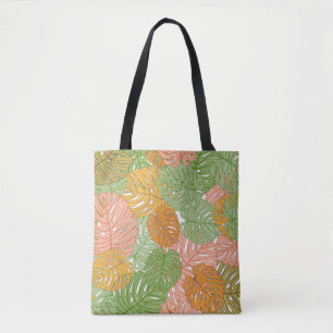 Tropische Monstera-Blätter, farbenfrohe, nahtlose Tasche