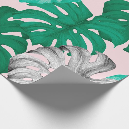 Tropische Monstera Blätter handgezeichnete Abbildu Geschenkpapier (Ecke)