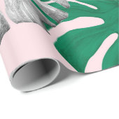 Tropische Monstera Blätter handgezeichnete Abbildu Geschenkpapier (Rolleneckpunkt)