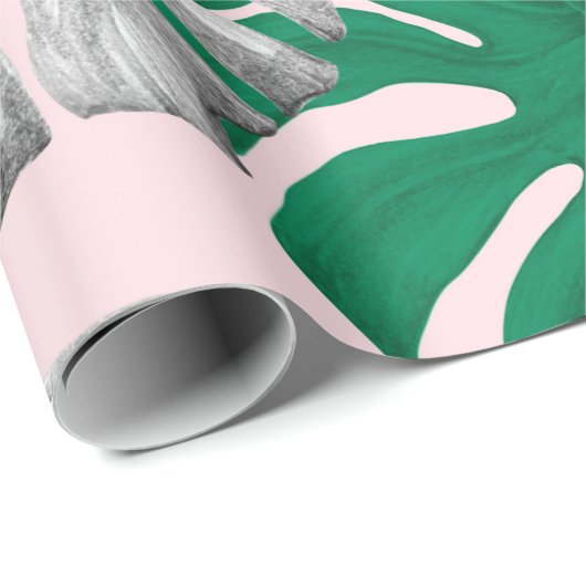 Tropische Monstera Blätter handgezeichnete Abbildu Geschenkpapier (Rolleneckpunkt)