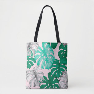 Tropische Monstera-Blätter handgezeichnete Illustr Tasche