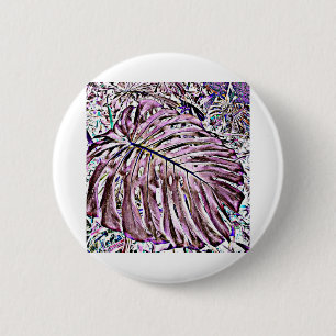 Tropische Monstera-Blätter in Lila Button