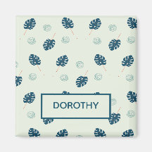 Tropische Monstera-Blätter Monogramm auf blau