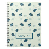 Tropische Monstera-Blätter Monogramm auf blau Notizblock (Vorderseite)