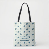 Tropische Monstera-Blätter Monogramm auf blau Tasche (Vorderseite)