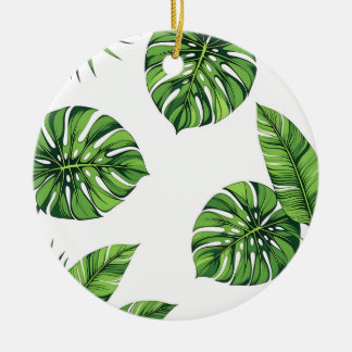 Tropische Monstera-Blätter Nahtloses Muster Grün Keramik Ornament