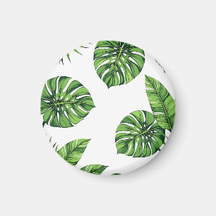 Tropische Monstera-Blätter Nahtloses Muster Grün Magnet