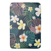Tropische Monstera-Blätter Plumeria Blume Badematte (Vorderseite Vertikal)