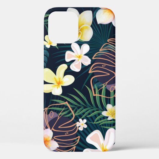 Tropische Monstera-Blätter Plumeria Blume Case-Mate iPhone Hülle (Rückseite)