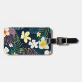 Tropische Monstera Blätter Plumeria Blume Gepäck Gepäckanhänger (Vorderseite horizontal)