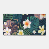 Tropische Monstera-Blätter Plumeria Blume Schreibtischunterlage (Vorderseite)