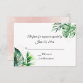 Tropische Monstera Botanicals & Gold Hochzeit RSVP Karte (Vorne/Hinten)