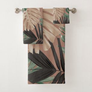 Tropische Monstera-Dschungelblätter 2 Badhandtuch Set