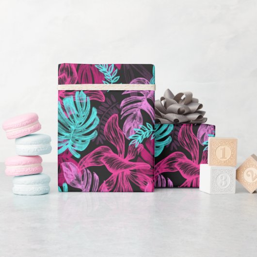 Tropische Monstera Laubblätter Geschenkpapier (Babyparty)