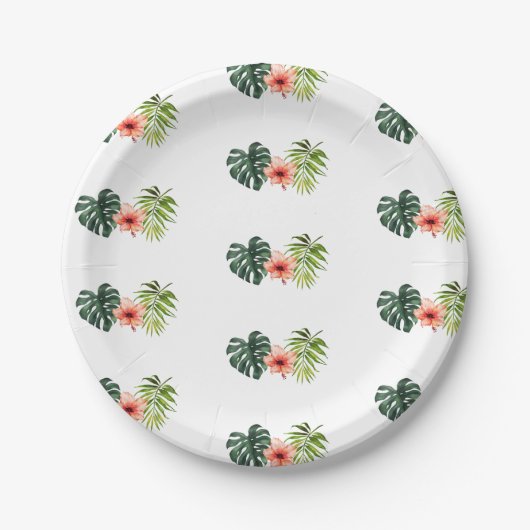 Tropische Monstera Palm Hochzeitsshower Pappteller (Vorderseite)