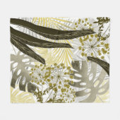 Tropische Monstera-Palmen-Blätter exotisch Fleecedecke (Vorderseite (Horizontal))