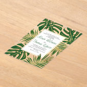 Tropische Monstera, Palmen Blätter Goldhochzeit Acryleinladungen (Ablage )
