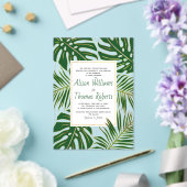 Tropische Monstera, Palmen Blätter Goldhochzeit Acryleinladungen (In Situ (Hochzeit))