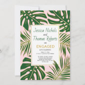 Tropische Monstera-Palmen-Blätter-Verlobungsparty Einladung (Vorderseite)