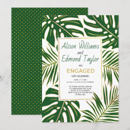 Tropische Monstera-Palmen-Blätter-Verlobungsparty Einladung