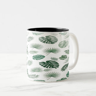 Tropische Monstera Palmenblätter Grün Muster Tasse