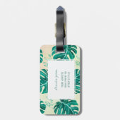 Tropische Monstera Smaragdgrüne Palmen Blätter Alo Gepäckanhänger (Rückseite vertikal)