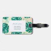 Tropische Monstera Smaragdgrüne Palmen Blätter Alo Gepäckanhänger (Rückseite horizontal)