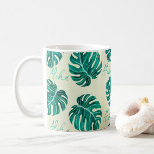 Tropische Monstera Smaragdgrüne Palmen Blätter Alo Kaffeetasse