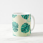 Tropische Monstera Smaragdgrüne Palmen Blätter Alo Kaffeetasse (VorderseiteRechts)