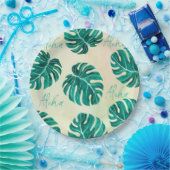 Tropische Monstera Smaragdgrüne Palmen Blätter Alo Pappteller (Party)