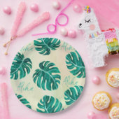 Tropische Monstera Smaragdgrüne Palmen Blätter Alo Pappteller (Party)