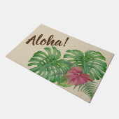 Tropische Monstera u. Blütenschweif-Aloha Fußmatte (Schrägansicht)