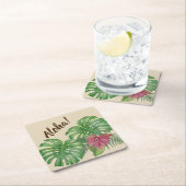 Tropische Monstera u. BlütenschweifAloha Rechteckiger Pappuntersetzer (Vor Ort)