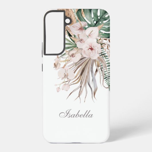 Tropische Monstera und Orchid-Individuelle Name Samsung Galaxy Hülle (Rückseite)