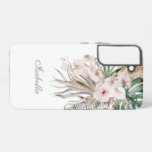 Tropische Monstera und Orchid-Individuelle Name Samsung Galaxy Hülle (Rückseite (Horizontal))