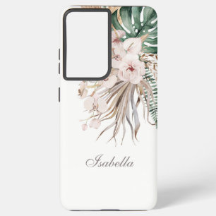 Tropische Monstera und Orchid-Individuelle Name Samsung Galaxy Hülle