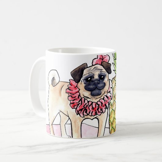 Tropische Mops-Tasse Kaffeetasse (Vorderseite Links)