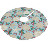 Tropische Muscheln an der Weihnachtsküste - Aqua Polyester Weihnachtsbaumdecke (Schrägansicht)