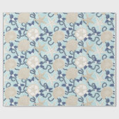 Tropische Muscheln an der Weihnachtsküste - Blau Geschenkpapier (Flach)