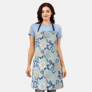 Tropische Muscheln an der Weihnachtsküste - Blau Schürze