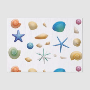 Tropische Muscheln farbiges Muster Seidenpapier
