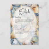 Tropische Muscheln Szene Moderne Hochzeitsdetails Begleitkarte (Vorderseite)