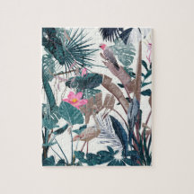 Tropische Nacht Vintage Wildvögel und Palmen.