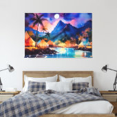 Tropische Nächte 2 Aquarellfarben XL Kunst Leinwanddruck (Insitu (Schlafzimmer))