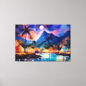 Tropische Nächte 2 Aquarellfarben XL Kunst Leinwanddruck (Vorderseite)