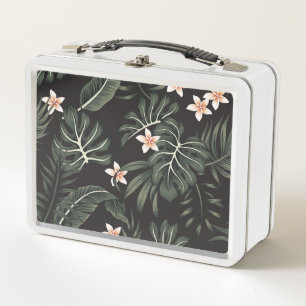 Tropische Nachtflora: Exotisch Vintag. Metall Brotdose