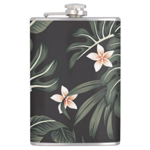 Tropische Nachtflora: Exotischer Vintage. Flachmann